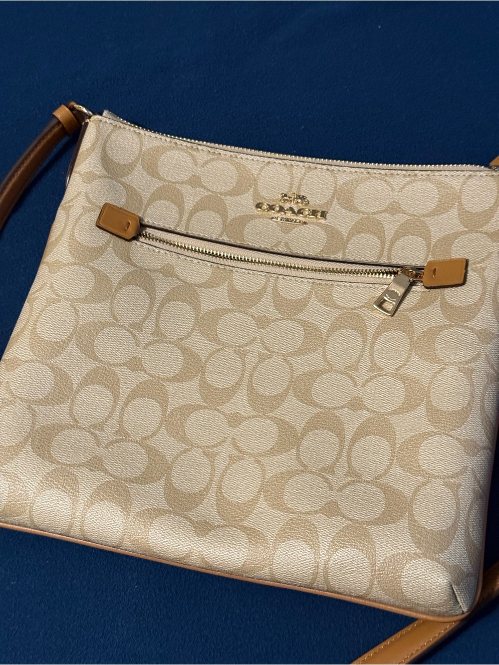 Coach Beige & Tan Signature Crossbody Bag